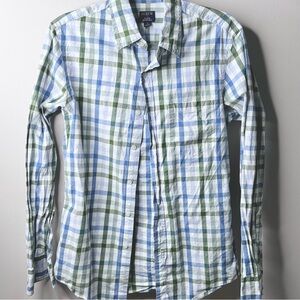 J. Crew Green and Blue Plaid Button-Down Shirt